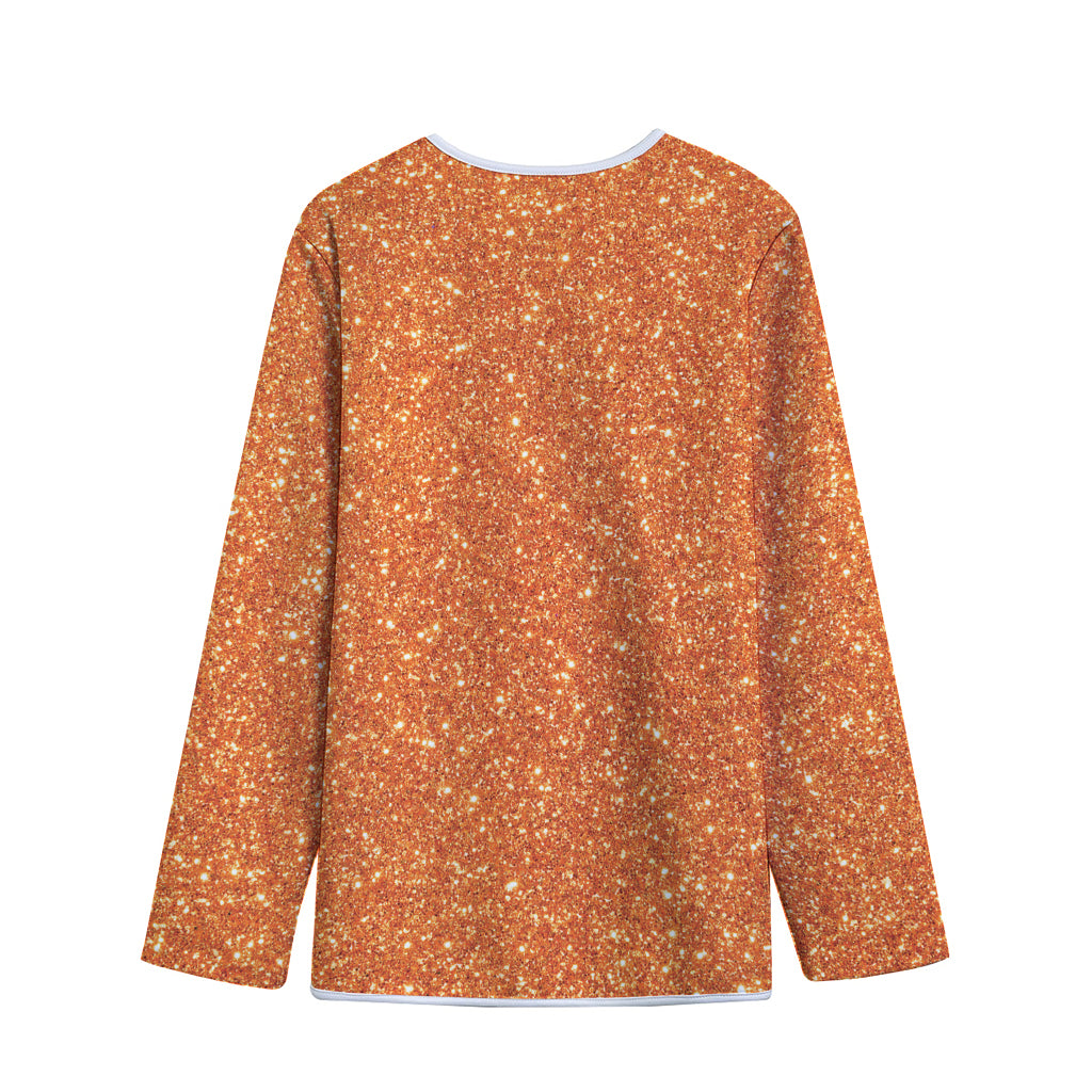 Orange (NOT Real) Glitter Print Long Sleeve Short Coat