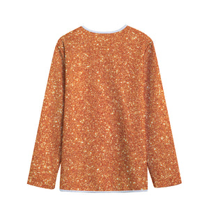 Orange (NOT Real) Glitter Print Long Sleeve Short Coat