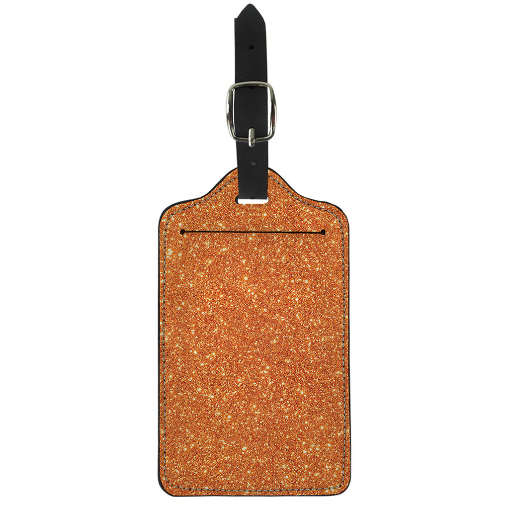 Orange (NOT Real) Glitter Print Luggage Tag