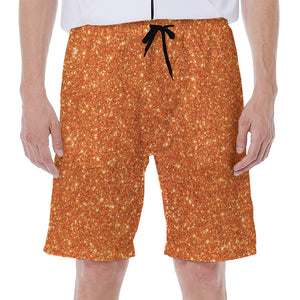 Orange (NOT Real) Glitter Print Men's Beach Shorts