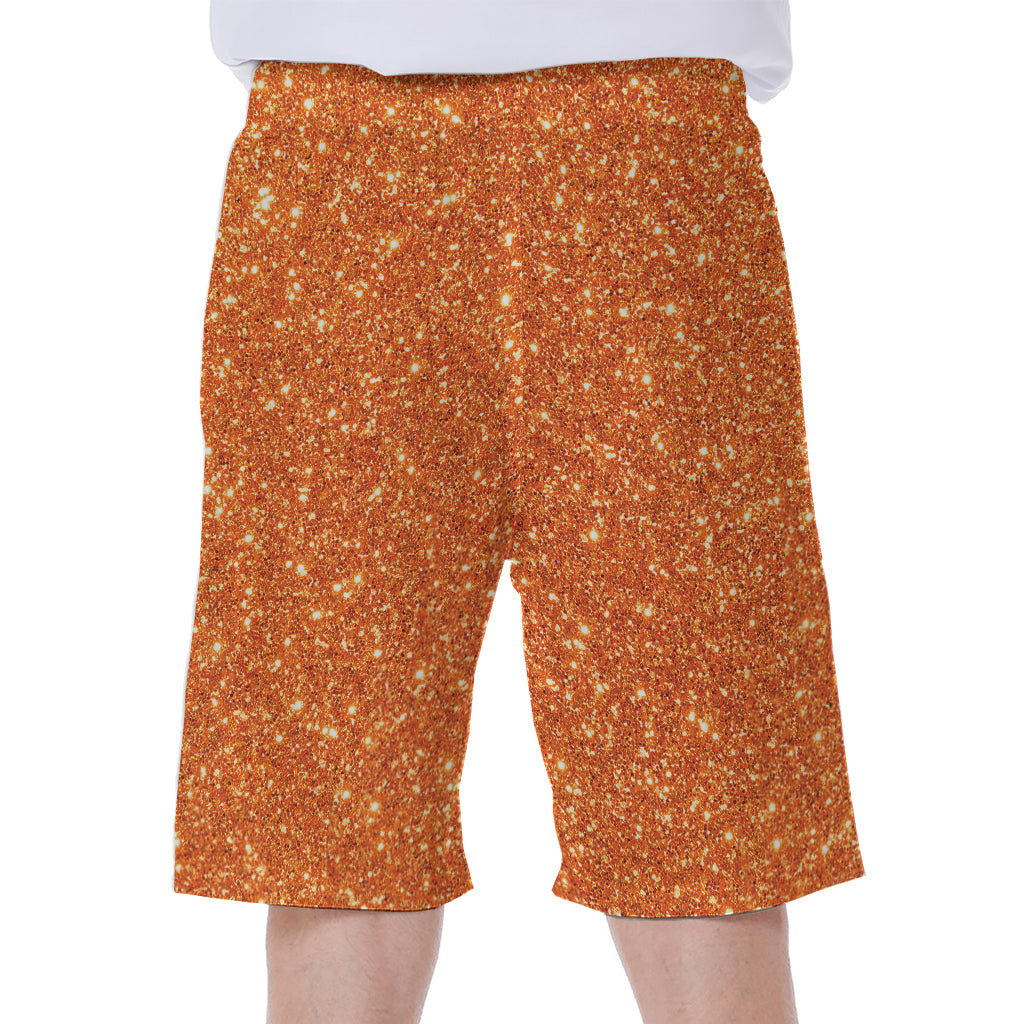 Orange (NOT Real) Glitter Print Men's Beach Shorts