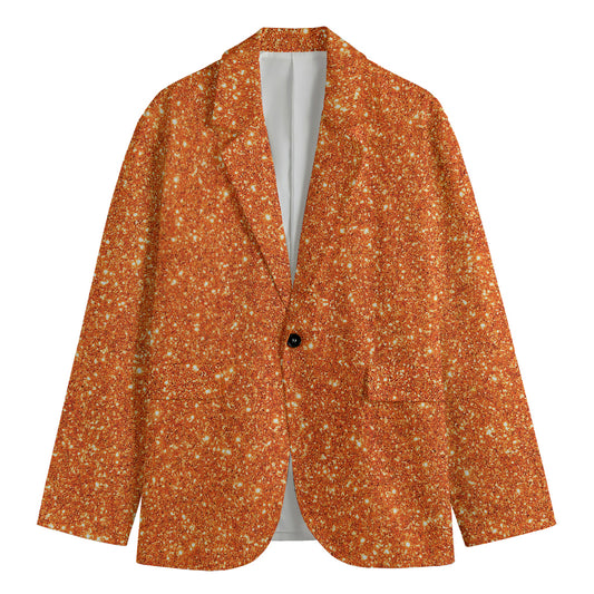 Orange (NOT Real) Glitter Print Men's Blazer