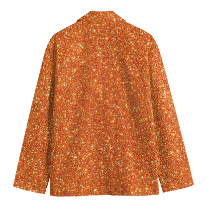 Orange (NOT Real) Glitter Print Men's Blazer
