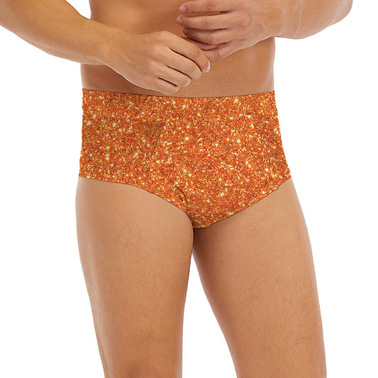Orange (NOT Real) Glitter Print Men's Briefs