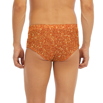 Orange (NOT Real) Glitter Print Men's Briefs