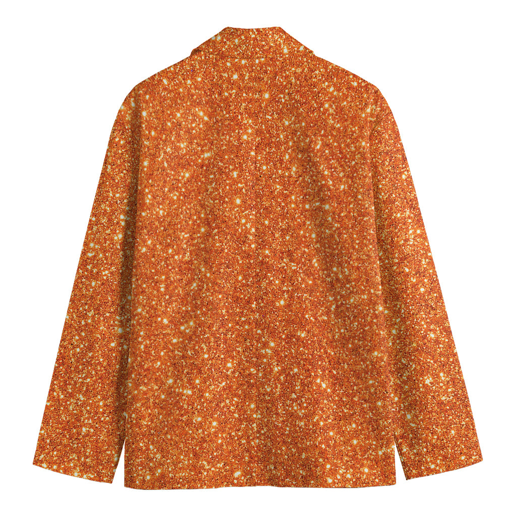 Orange (NOT Real) Glitter Print Men's Cotton Blazer