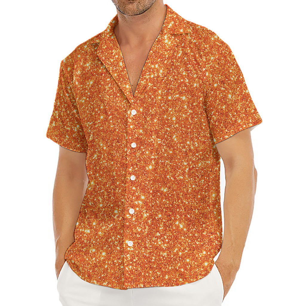 Orange (NOT Real) Glitter Print Men's Deep V-Neck Shirt