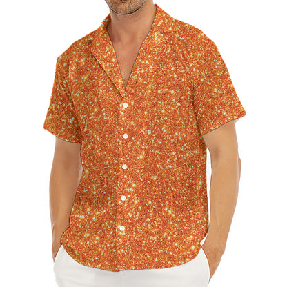 Orange (NOT Real) Glitter Print Men's Deep V-Neck Shirt