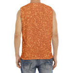 Orange (NOT Real) Glitter Print Men's Fitness Tank Top