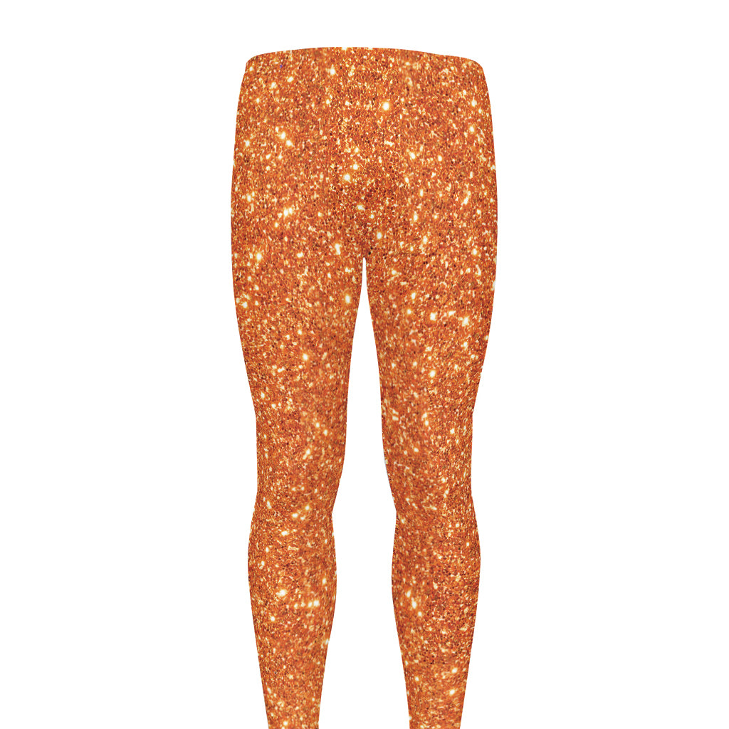 Orange (NOT Real) Glitter Print Men's leggings