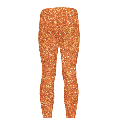 Orange (NOT Real) Glitter Print Men's leggings
