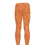 Orange (NOT Real) Glitter Print Men's leggings