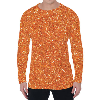 Orange (NOT Real) Glitter Print Men's Long Sleeve T-Shirt