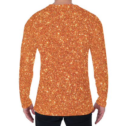 Orange (NOT Real) Glitter Print Men's Long Sleeve T-Shirt