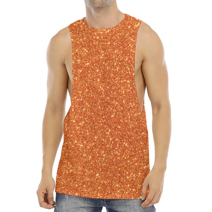 Orange (NOT Real) Glitter Print Men's Muscle Tank Top