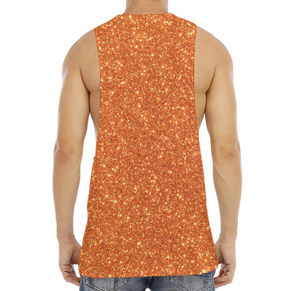 Orange (NOT Real) Glitter Print Men's Muscle Tank Top