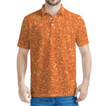 Orange (NOT Real) Glitter Print Men's Polo Shirt