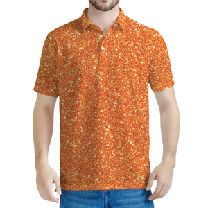 Orange (NOT Real) Glitter Print Men's Polo Shirt