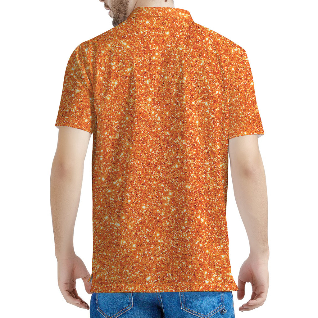 Orange (NOT Real) Glitter Print Men's Polo Shirt