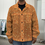 Orange (NOT Real) Glitter Print Men's Shirt Jacket