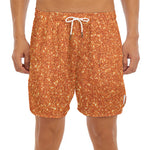 Orange (NOT Real) Glitter Print Men's Split Running Shorts