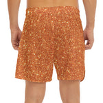 Orange (NOT Real) Glitter Print Men's Split Running Shorts