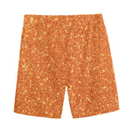 Orange (NOT Real) Glitter Print Men's Sports Shorts