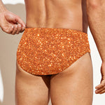 Orange (NOT Real) Glitter Print Men's Swim Briefs