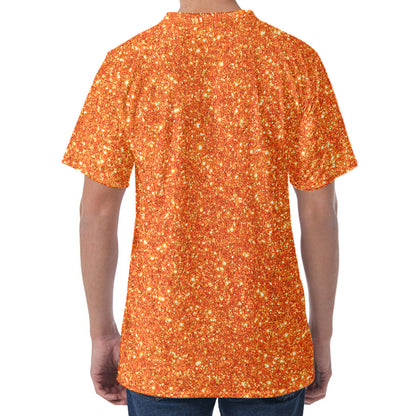 Orange (NOT Real) Glitter Print Men's Velvet T-Shirt