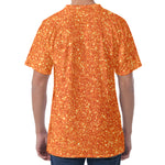 Orange (NOT Real) Glitter Print Men's Velvet T-Shirt