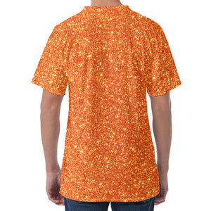 Orange (NOT Real) Glitter Print Men's Velvet T-Shirt