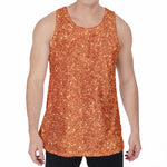 Orange (NOT Real) Glitter Print Men's Velvet Tank Top