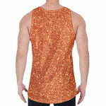 Orange (NOT Real) Glitter Print Men's Velvet Tank Top