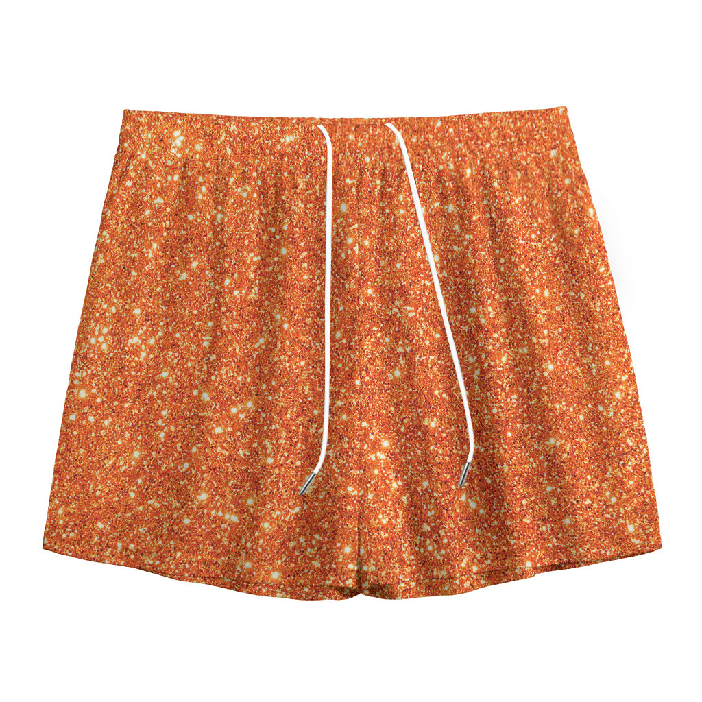 Orange (NOT Real) Glitter Print Mesh Shorts