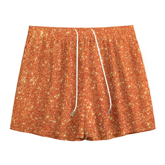 Orange (NOT Real) Glitter Print Mesh Shorts