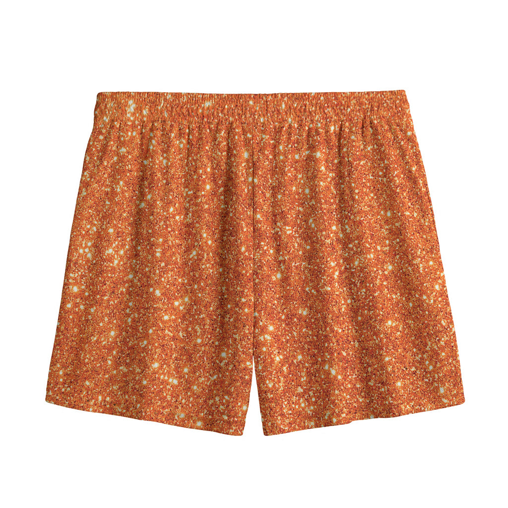 Orange (NOT Real) Glitter Print Mesh Shorts