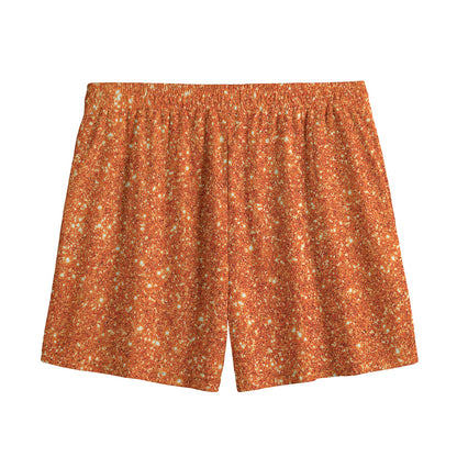 Orange (NOT Real) Glitter Print Mesh Shorts
