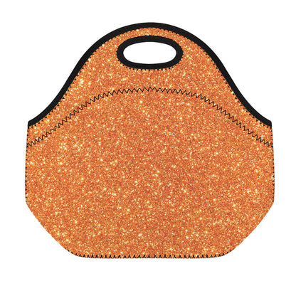 Orange (NOT Real) Glitter Print Neoprene Lunch Bag