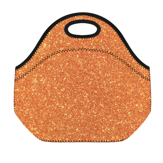 Orange (NOT Real) Glitter Print Neoprene Lunch Bag