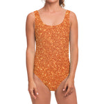 Orange (NOT Real) Glitter Print One Piece Swimsuit