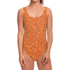 Orange (NOT Real) Glitter Print One Piece Swimsuit