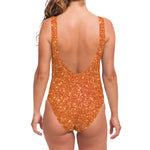 Orange (NOT Real) Glitter Print One Piece Swimsuit