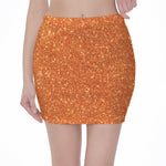 Orange (NOT Real) Glitter Print Pencil Mini Skirt