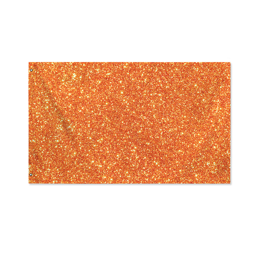Orange (NOT Real) Glitter Print Polyester Flag