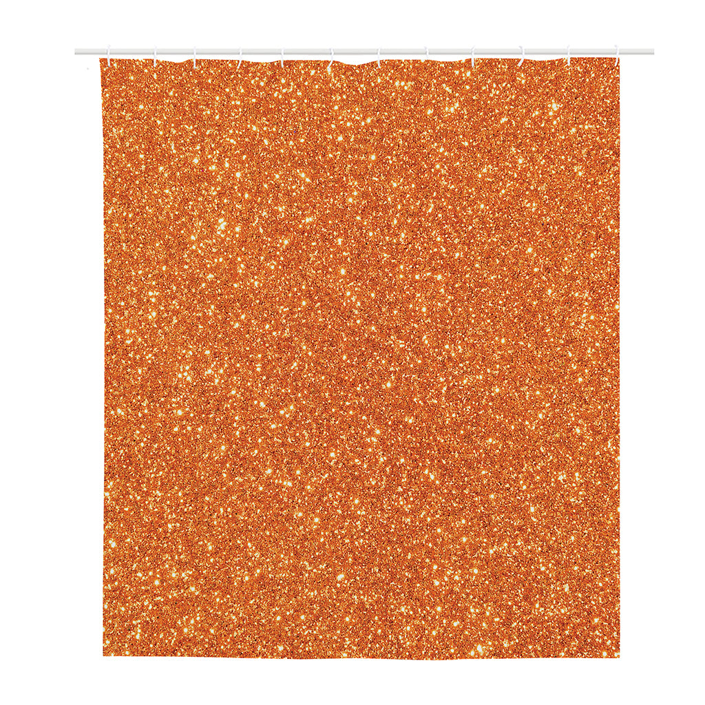 Orange (NOT Real) Glitter Print Polyester Shower Curtain