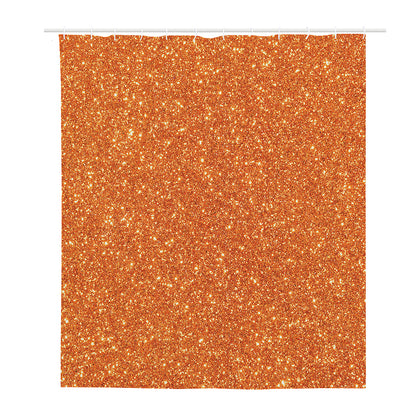 Orange (NOT Real) Glitter Print Polyester Shower Curtain