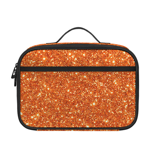 Orange (NOT Real) Glitter Print Portable Lunch Bag