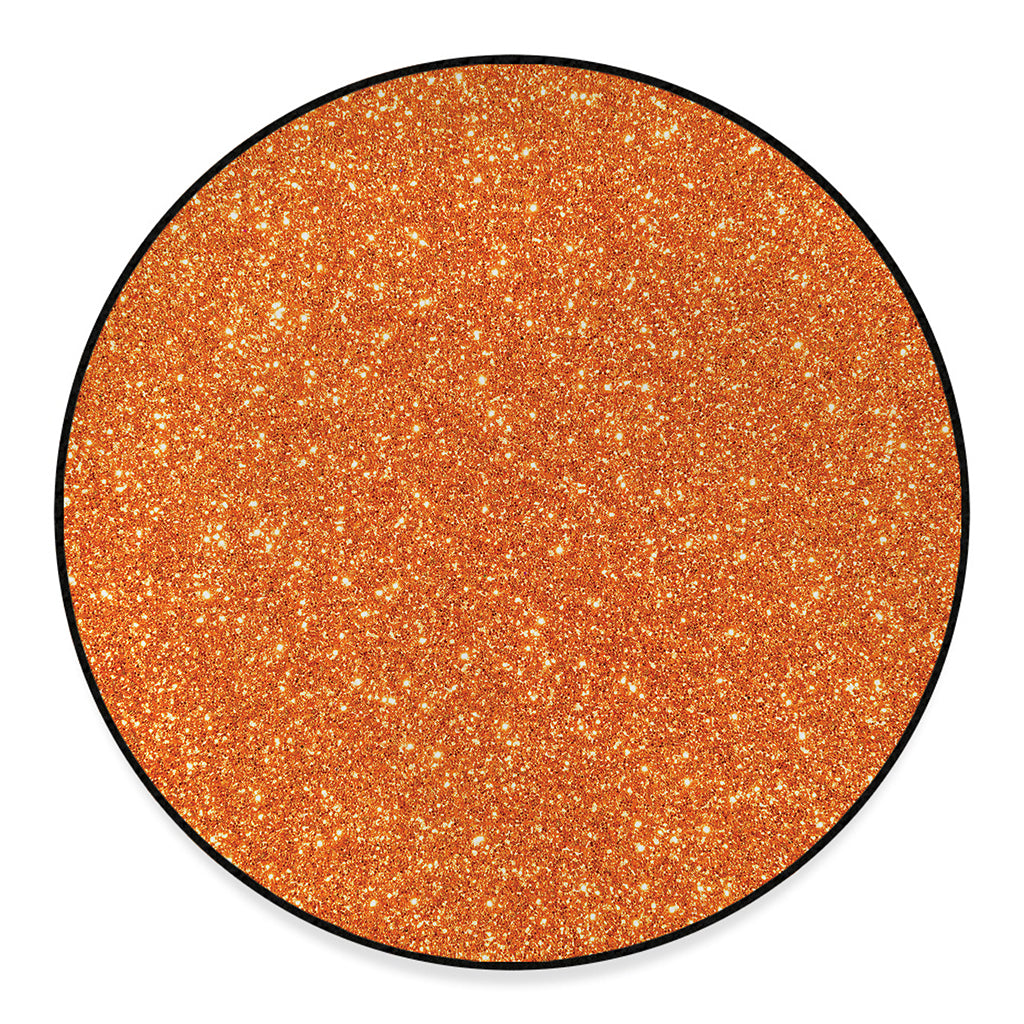 Orange (NOT Real) Glitter Print Round Floor Mat