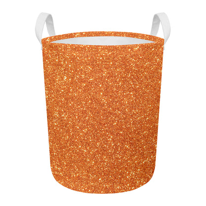Orange (NOT Real) Glitter Print Round Laundry Basket