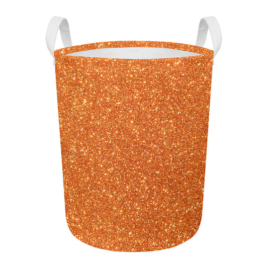 Orange (NOT Real) Glitter Print Round Laundry Basket